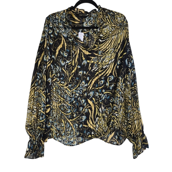 White House Black Market Tops - WHBM Women Size XL Elegant Silky Tunic Print Women's Blouse NWT
